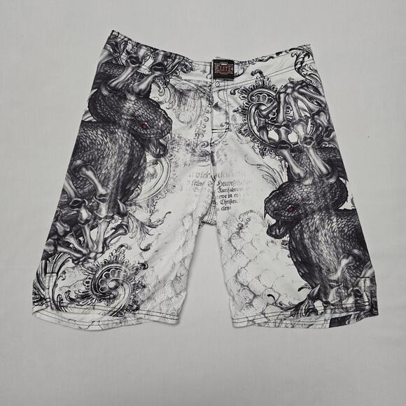 MMA Elite Fight Shorts Mens M White Snake Graphic Boardshorts MMA Training - Picture 1 of 14